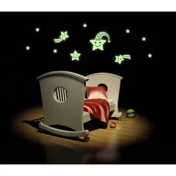 Samolepící dekorace Samolepka na zeď SVÍTICÍ - Veselé padající hvězdy (dekorace na zeď)