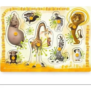 Dřevěná hračka Puzzle na desce - africká zvířátka Woody