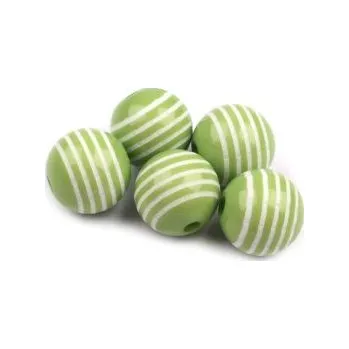 Dětské navlékací korálky Pruhovaný plastový korálek 14mm světle zelený
