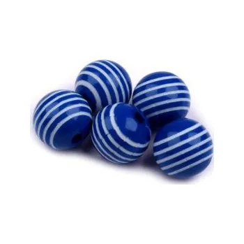 Dětské navlékací korálky Pruhovaný plastový korálek 14mm tmavě modrý