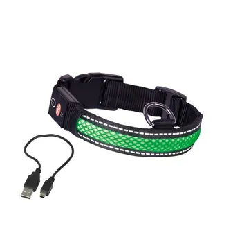 Obojek pro psa Nobby svítící obojek nylon zelený