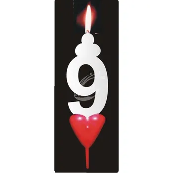 Dortová svíčka Svíčka na dort česká - Číslo 9 - bílá