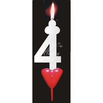 Dortová svíčka Svíčka na dort česká - Číslo 4 - bílá