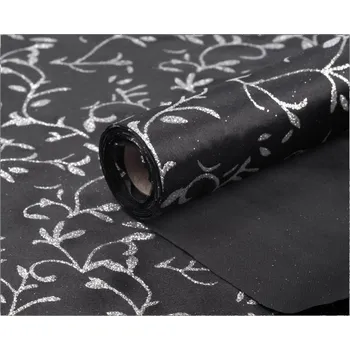 Vánoční dekorace Saténová role - černá s glitry - 5 m