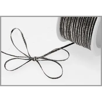 Stuha Stuha satén 3mm - černo-stříbrná - 1m