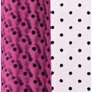 Svatební dekorace Tyl dekorační 15cm/9m - růžový s puntíky