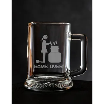Party dekorace Dárek na rozlučku pro nevěstu - pivní sklenice 250 ml - game over