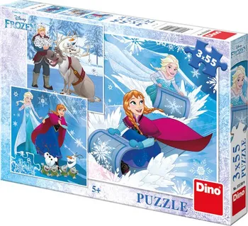 Puzzle Dino Frozen zimní radovánky 3 x 55 dílků