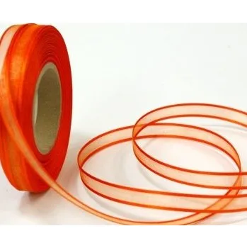 Stuha Šifonová stuha lemovaná - 25mm - oranžová -1m