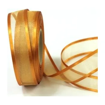 Stuha Šifonová stuha lemovaná - 25mm - skořicová -1m