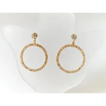 Náušnice Náušnice zlacené, štrasové kruhy, Jablonecká bižuterie 30249