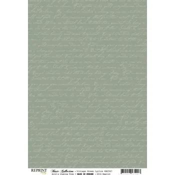 Umělecký papír Tvrdý grafický papír - vintage zelený lyrika - A4