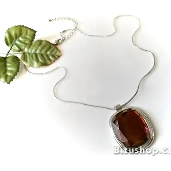 Náhrdelník Náhrdelník hnědý skleněný kámen 32371, Jablonecká bižuterie