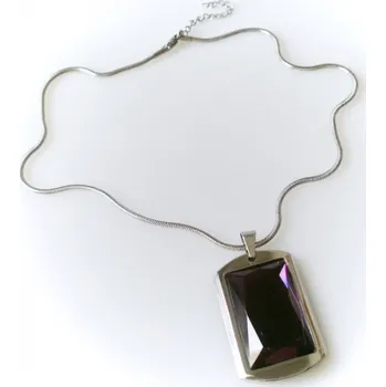 Náhrdelník Náhrdelník z chirurgické oceli, Fialový kámen