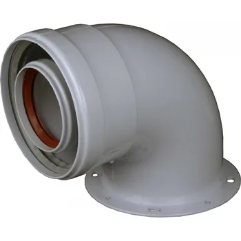 Kouřovod Koleno průměr 60/100, 90° s přírubou, lité (doprodáno, nahrazeno č. produktu 7486)