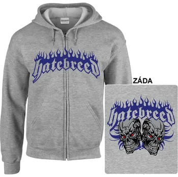 Pánská mikina Hatebreed - mikina s kapucí a zipem šedá