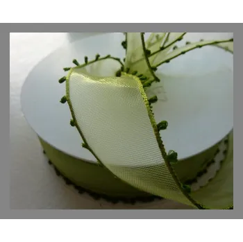 Stuha Stuha zelená monofilová s nopky - 30mm/1m