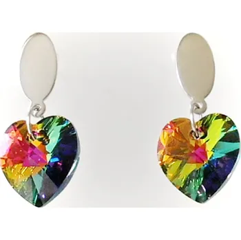 Náušnice Náušnice chirurgická ocel, srdíčka Swarovski kameny 9015