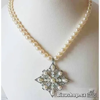 Náhrdelník Náhrdelník s přívěskem z českými kameny a bílé perly. 32178 Jablonecká bižuterie