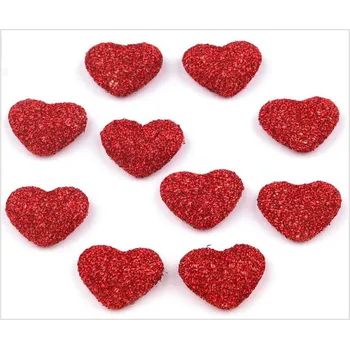 Party dekorace Srdíčka látková - červená s lurexem
