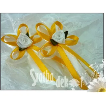 Vývazek velký bílo-žlutý satén