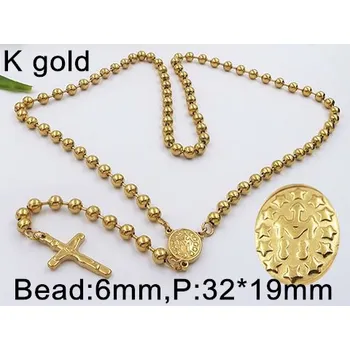 Růženec Růženec chirurgická ocel zlatá s madonkou a křížem 18133