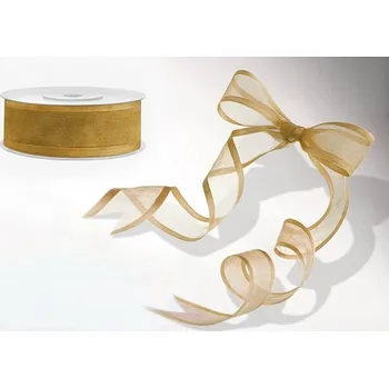 Stuha Šifonová stuha lemovaná - 25mm - zlatá -1m