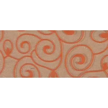 Stuha Dekorační stuha široká s ornamentem oranžová - 1m