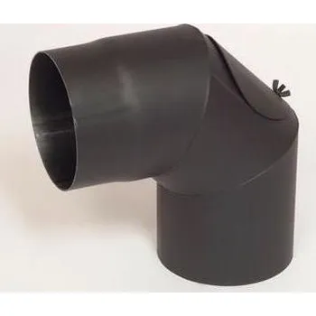 Kouřovod ABX koleno s čistícím otvorem 90°/ 150mm (síla 1,5mm) - černá