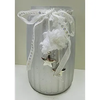 Svícen Svícen sklo ledový krakel s hvězdičkou - 12x20 cm