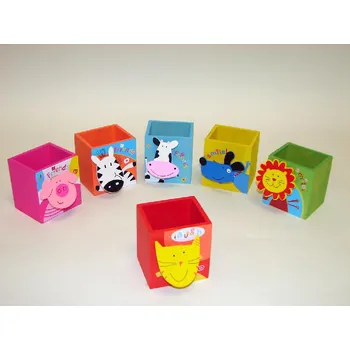 Dřevěná hračka Tužkovník "CRAZY ANIMALS" 7x8/6dr.