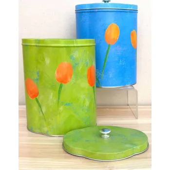 Dóza na potraviny Plechová dóza "TULIPÁNY" 14x18/2b.