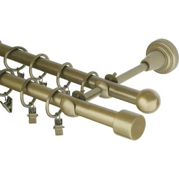 Garnýž kovová 160 cm dvouřadá - dvojitá 16 válec zlatá antik