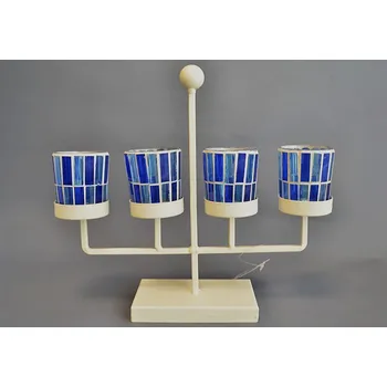 Svícen Svícen "WHITE&BLUE" na 4 svíčky 29x7x26