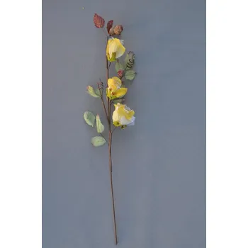 umělá květina Textilní růže žlutá 67cm