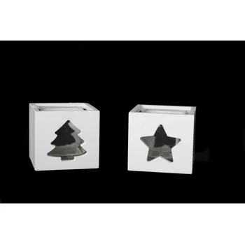 Vánoční svícen Svícen "TREE&STAR-wood" 8x8x7/2dr.