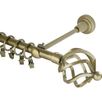 Garnýž kovová 300 cm jednořadá 16 koule azur zlatá antik