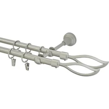 Garnýž kovová 200 cm dvouřadá - dvojitá 16 blesk double matná stříbrná