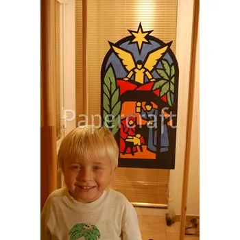 Vánoční dekorace Transparentní obrázek Anděl nad Betlémem (93/94) - 107000323