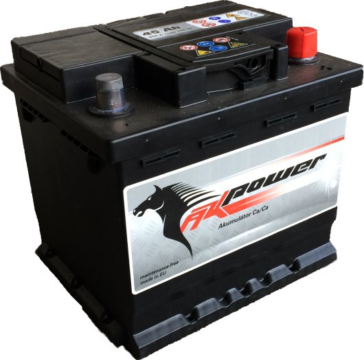 Autobaterie AK Power 12V, 45Ah, 400A, AK 545 59 nabitá autobaterie + Tableta do ostřikovačů (2 ks) + možný výkup staré baterie při doručení nebo v prodejně Jinočany