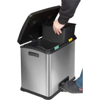 Odpadkový koš Nerezový koš nášlapný na třídění 2 x 12 l