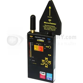 Bezpečnostní detektor Univerzální detektor odposlechu Protect 1206i s identifikací komunikačních pásem GSM, DECT, Bluetooth, Wifi