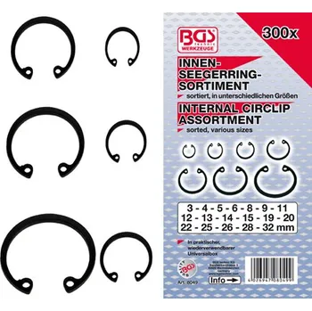 Autodíl Pojistky seger - vnitřní, sada 300 dílů, PVC kazeta (Pojistky seger - vnitřní, sada 300 dílů, PVC kazeta)