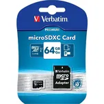 64GB Verbatim Micro SDC micro SDXC, 44084, UHS-I, s adaptérem