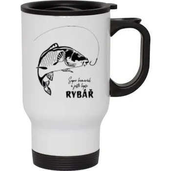 Pánské tričko Cestovní termohrnek s uchem s potiskem Super kamarád a ještě lepší RYBÁŘ