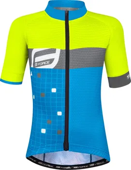 cyklistický dres Force F Kid Square s krátkým rukávem fluo-modrý