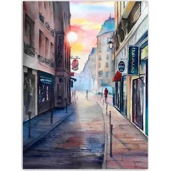 Diamantové malování TSvetnoy TSvetnoy, LG086e, Diamond painting - diamantové malování, 40 x 50 cm, Snová ulice