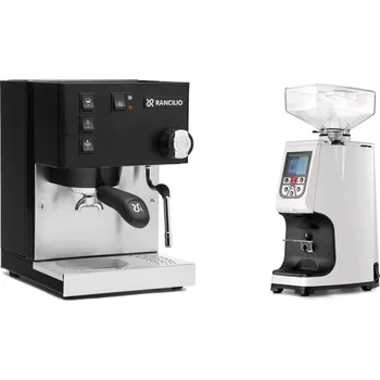 Kávovar Rancilio Silvia E, black + Eureka Atom 60, white