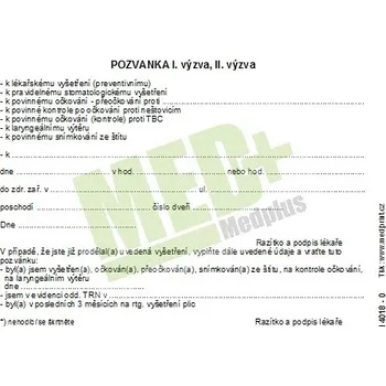 Pozvánka k lékaři, 100 ks v balení