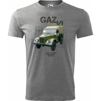 Pánské tričko STRIKER Tričko GAZ 69 Barva: Šedá, Velikost: S